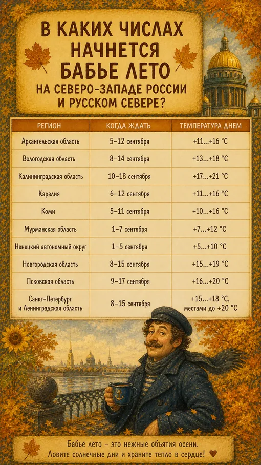 В каких числах начнется бабье лето?