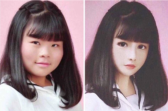 Как себя «фотошопят» китаянки: фото девушек до и после фильтров и «фейстюна»