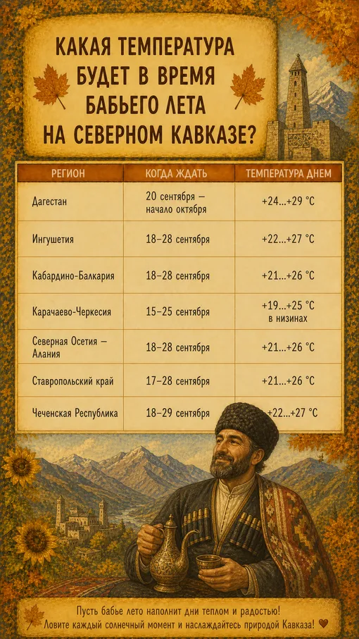 Какая температура будет во время бабьего лета?