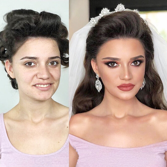 Родственники не узнают: 15 невероятных преображений невест — фото до и после свадебного макияжа у профессиональных визажистов