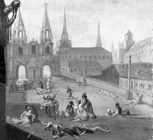 Чумной бунт в Москве: как эпидемия привела к восстанию «Чума в Москве». ХIХ век. Фрагмент. Холст, масло. Художник Теодор-Луи Девильи (1818-1886).