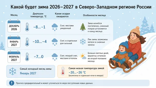 Какой будет зима 2026–2027 в России: прогноз для каждого региона зима 2026 2027 северо-запад России