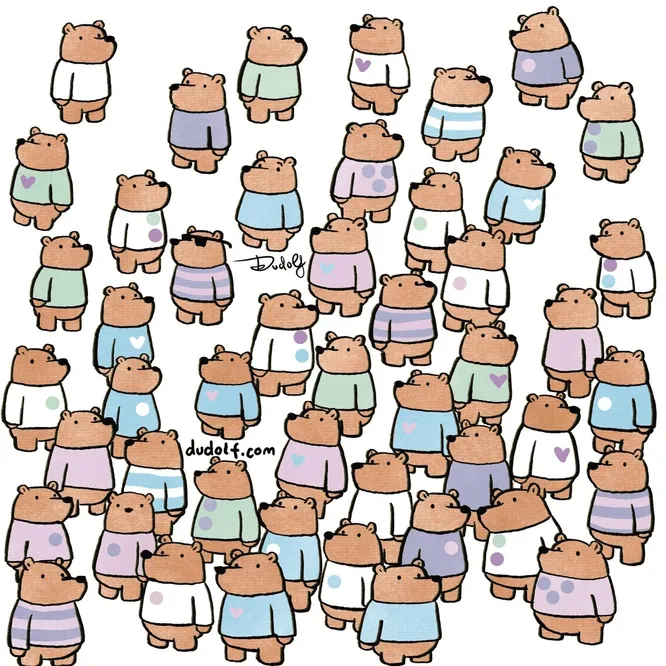 Тест: найди медведя в необычном свитере и докажи, что входишь в 5% людей с великолепной зрительной памятью!